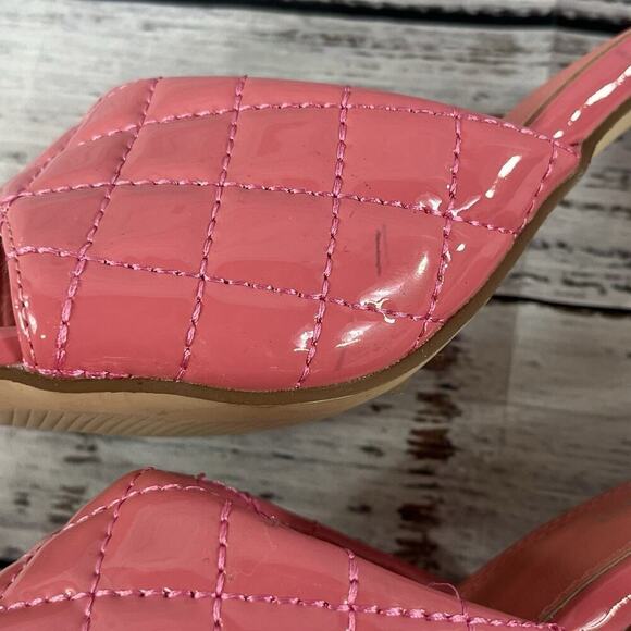 Shoe Land Heels Pumps Mules Shoes size 8.5 Quilted Pink Patent Wedding Church - Picture 11 of 16